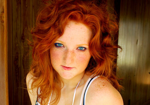 Messy curly redhead sissy