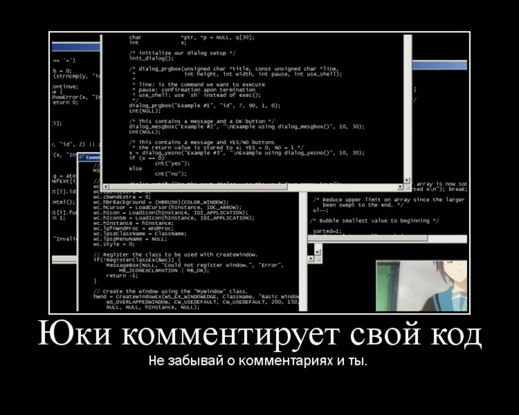 Комментарий в коде. Не комментируйте свой код.
