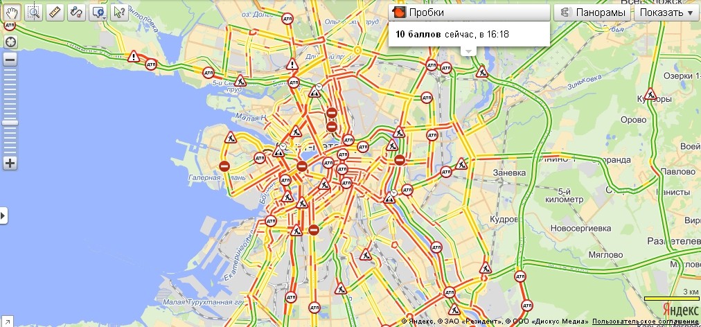 Пробки питер онлайн сейчас карта смотреть