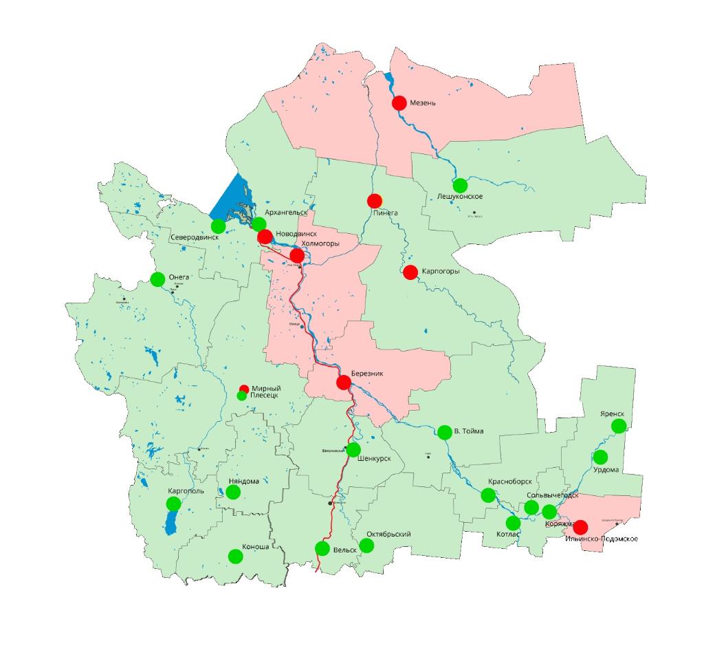 Подробная карта архангельской области с деревнями и реками и озерами